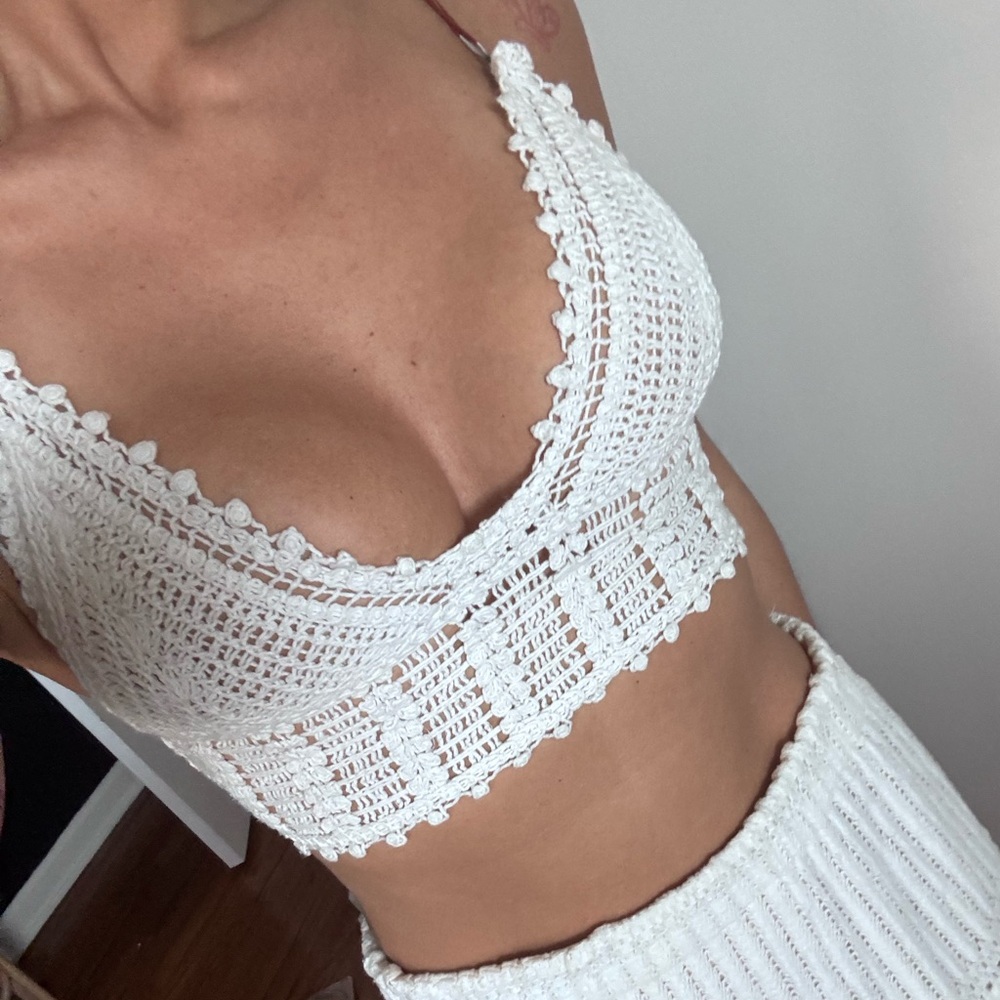 White Crochet Crop Top